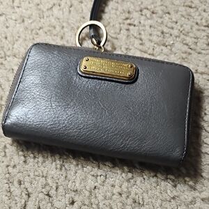 Marc By Marc Jacobs Gray Leather Wristlet with Gold Plate